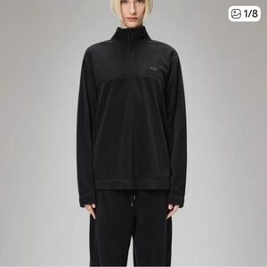NWT RAINS Black Addis Fleece 1/2 Zip Pullover Small